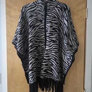Christian Siriano Black and White Zebra Poncho